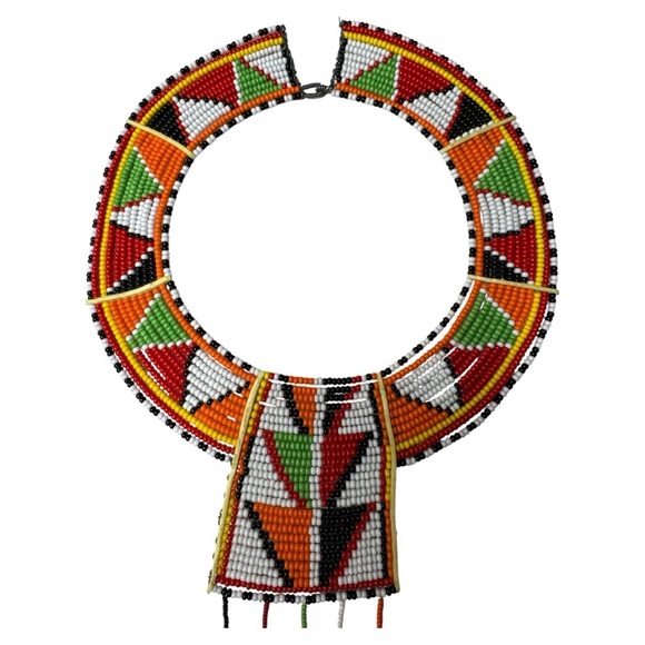 Maasai Beaded Wedding Choker Kenya Tribal - Picture 8 of 11
